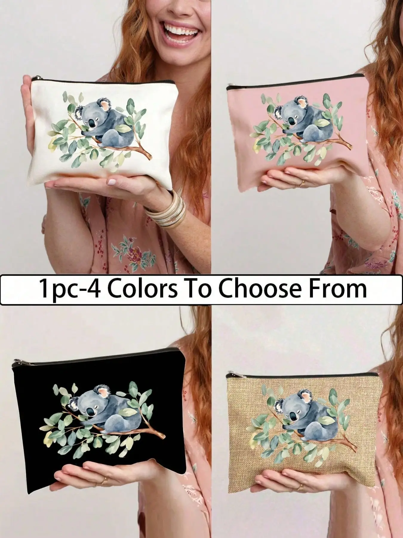 Watercolor Koala Pattern Multifunctional Travel Makeup Bag, Durable Polyester Zipper Pouch, Ideal for Women, Cosmetic Pouch, Makeup Organizer Pouch, Travel Cosmetic Bags