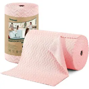 Microfiber Cleaning Cloths Roll, 30 Pack Tear Away Microfiber Towels Roll, 8" x 8" Lint Free Rags, Reusable Cleaning Cloths, Washable, Scratch Free,Ultra Absorbent Dish Rags(Pink Ripple) microfiber glass XL Thick Absorbent Facial Cleansing Towels
