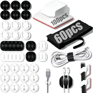 190 PCS Cable Management Kit, Cord Organizer Set with 100 R-Type Clips, 60 Cable Ties, 30 Multi-Type Adhesive Wire Holders – Desk Cable Holder Accessories for Office, Gaming Setup, PC Desk, Home