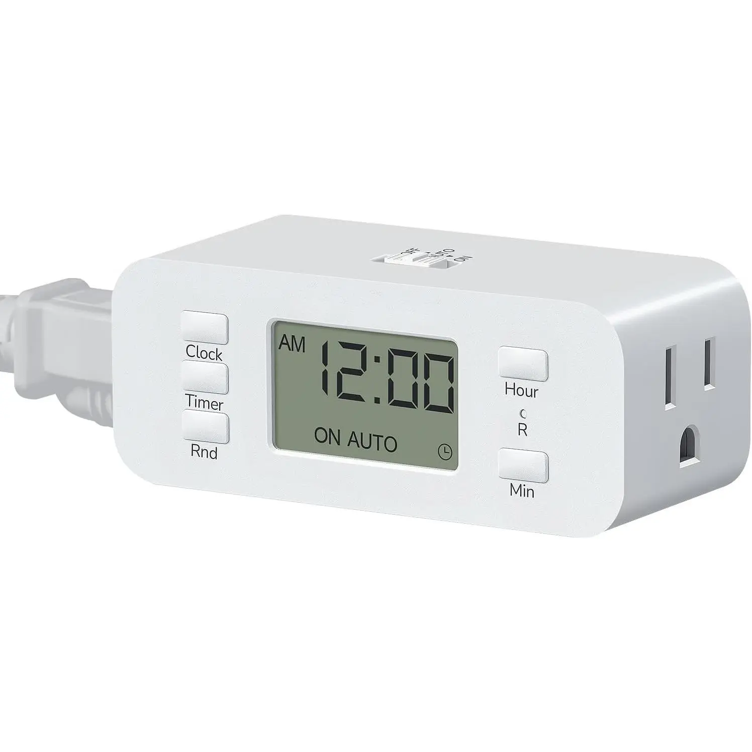 24 Hour Programmable Digital Timer Outlet, Timers for Electrical Outlets, Indoor Light Timers for Lamp Fan Aquarium, 2 Grounded Outlet, 125V/15A Resistive/1000W Tungsten, 3 Prong, 1 Pack
