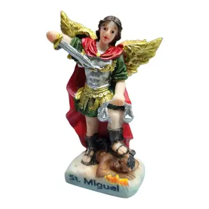 San Miguel Arcangel 3" Inches Tall Small  Statue For Car dashboard  Classic Saint Michael Archangel Estatua Warrior Protector
