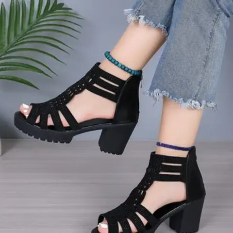 Women's Hollow Out Design Chunky Heeled Sandals, Casual Comfortable Sandals for Daily Wear, Casual Summer Footwear for Women