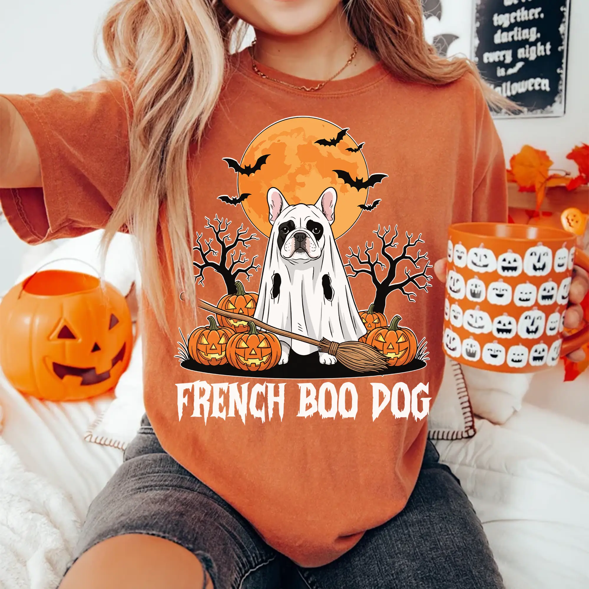 French Bulldog Shirt, Frenchie Halloween Shirt, Ghost Dog Shirt, Bulldog Halloween Shirt, Dog Lover Gift, Ghost Shirt, Frenchie Mom Shirt
