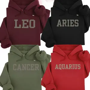 Minimalist Zodiac Hoodie – Astrology Sign Crewneck for Men and Women, Cozy Horoscope Pullover with Bold College Letter Design, Perfect Gift for Zodiac Lovers - LORA ATCHER
