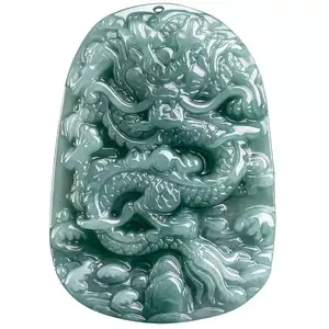 Natural Jade Blue Chalcedony Pendant Dragon Leaping Over Waves Four Seas Dragon Brand Chinese Zodiac Dragon Pendant Jade