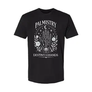 Palmistry crystal infused T-shirt ! Real Moonstone infused Ink!  - Fitted, Short-Sleeve, Casual Cotton Unisex Top with Moonstone-Infused Ink