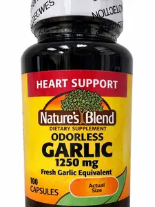 Nature’s Blend Odorless Garlic 1250 mg Fresh Garlic Equivalent – Heart Support – 100 Capsules