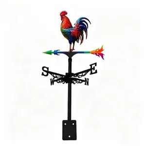 Colorful Rooster Metal Wind Vane, Outdoor Garden Decor, Rust-Resistant Weather Indicator, Independence Day, Christmas Gift, Wind Direction