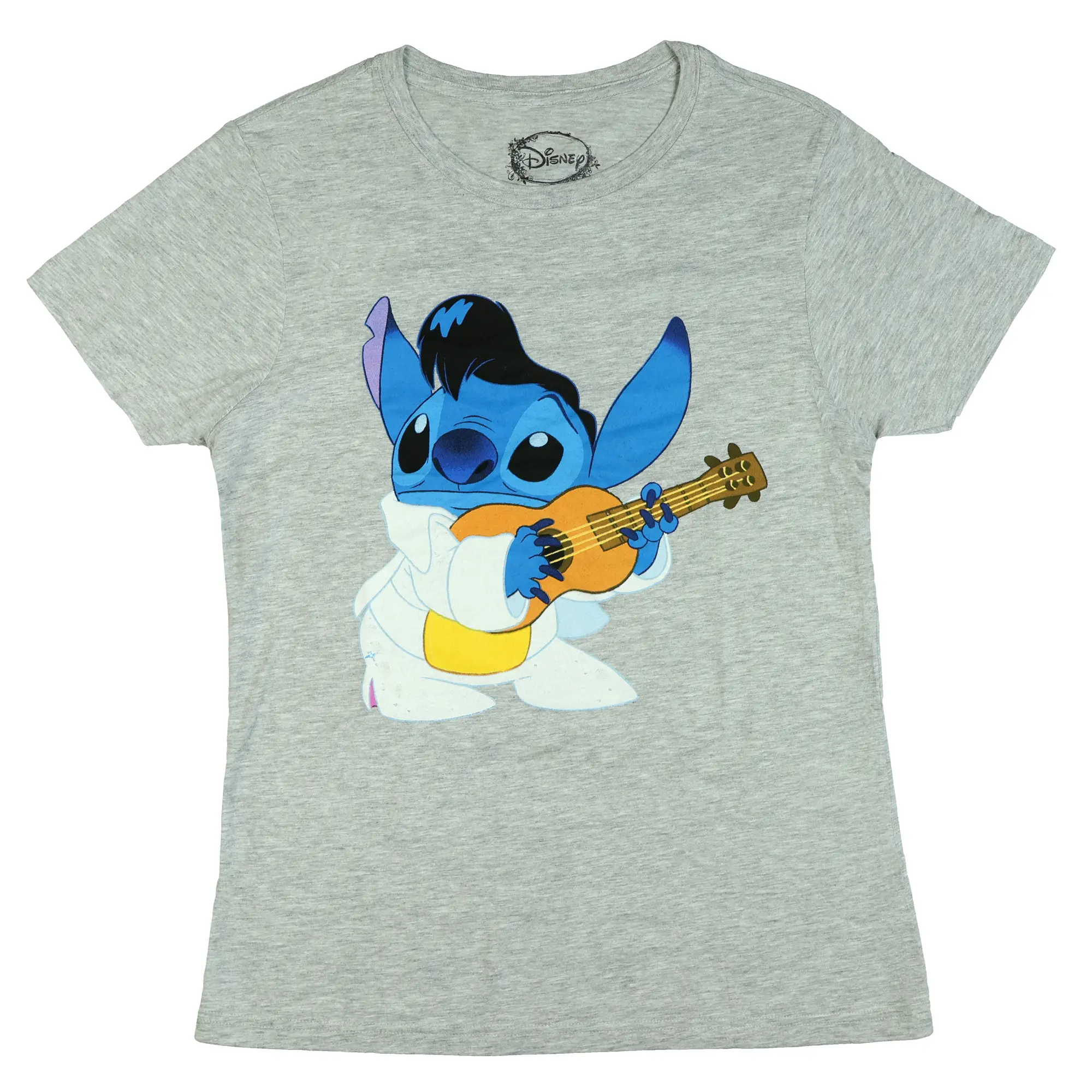 Disney Stitch T-Shirt Women's Elvis-Inspired Design Short Sleeve Tee, Guitar, Graphic, Colorful