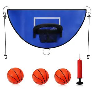 Larsoya Trampoline Basketball Stand Outdoor Basketball Hoop with 3 Balls and Pump, Mini Waterproof Soft Basketball Set, Suitable for All Ages