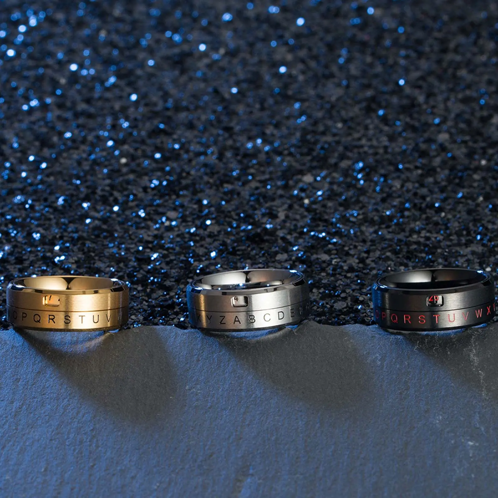 Customized Unisex Stainless Steel Spinning Letter Ring - Personalized Initial Jewelry Gift for Adults, Ideal for Anniversary, Birthday Daily Wear, Number 9, Fidget-Friendly