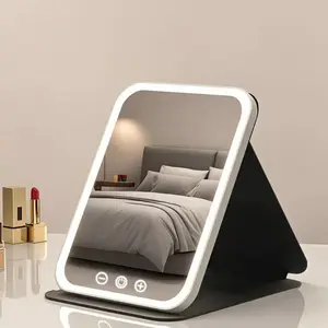 Hot sale, Portable LED Makeup Mirror, Foldable MakeupMirror with Light, Desktop Fill Light Mirror, Illuminated Mirror, Led Lighted Mirror for Student Dormitory & Office & Bedroom, RoomDecor, Makeup Products, Gift For Girl&Fridens