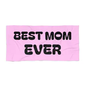 Best Mom Ever Beach Towel | Pink Retro Bold Text