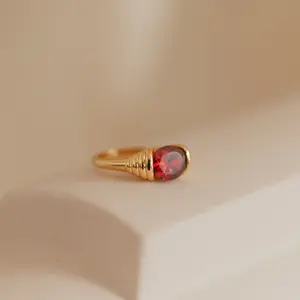 Garnet Signet Ring by Caitlyn Minimalist
