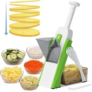 Upgraded Safety Mandolin Slicer, Vegetable Chopper, Potato Slicer, Four Modes, Adjustable Thickness Food Cutter, Kitchen Grinder