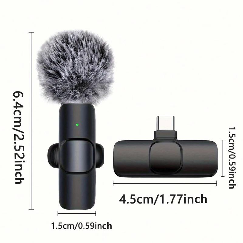 Wireless mini Microphone for iPhone/Smartphone, 2 Mini Lapel Microphones with Clearer Audio for Video Recording, Interview, Vlog，Noise Reduction Device Noise Cancellation Stereo Wireless vlogging  tools handheld high quality audio