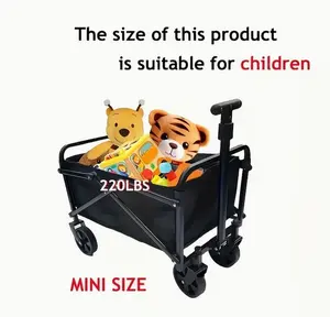 【Deal】Collapsible Wagon with Wheels,  Foldable Wagon Cart with Flexible Handle, Lightweight Portable Folding Utility Grocery Shopping Cart for Grocery Sports Garden Camping