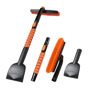 46" Large Ice Scraper Extendable Snow Brush for Car Windshield 360° Pivoting Head with Silicone Grip for Truck SUV Auto Shovel Utility Winter Snow Removal Multifunctional