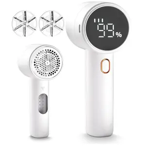 Fabric Shaver, Lint Remover Rechargeable, Electric Portable Sweater Defuzzer with 3 Speeds, 6 Leaf Blades, Digital LED Display to Remove Pilling for Clothes, Furniture, Sweater, Couch, Blanket