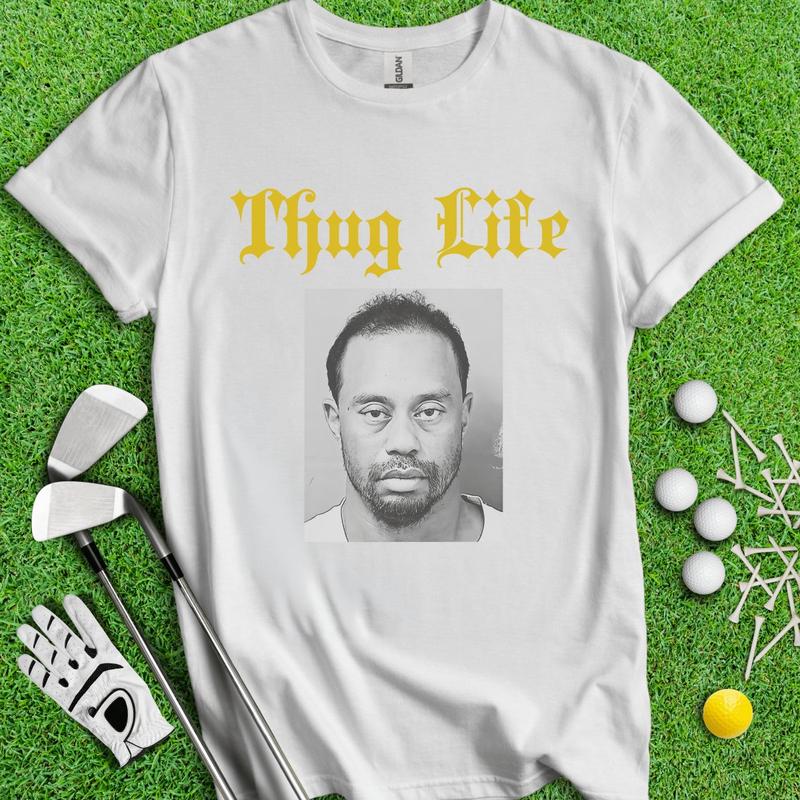 Thug Life - Tiger Woods Mugshot T-shirt, Find Your Unique Style, Dynamic Prints, Men And Women, Classic Cotton, Menswear Top, Unisex