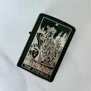 Empress Tarot Engraved Flip Top Metal Windproof Lighter