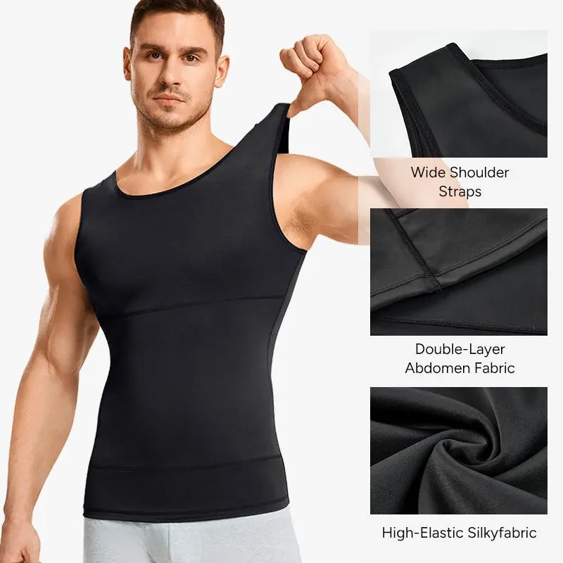 2025 Men's Nebility Tummy Control Shapewear Tanktop - Seamless High Elasticity Breathable, Waist Chest Compression Vest for Men's Sports and Fitness Wear HOT