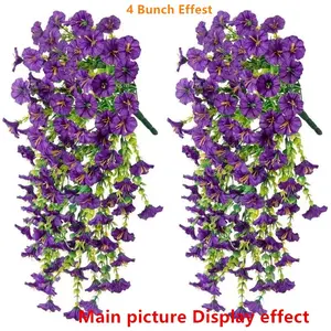 4 Bundle Realistic DIY UV Resistant Artificial Flower Bouquet, Plastic Faux Flowers, Faux Plants for Home and Wedding Decor, Perfect for Spring and Valentine's Day