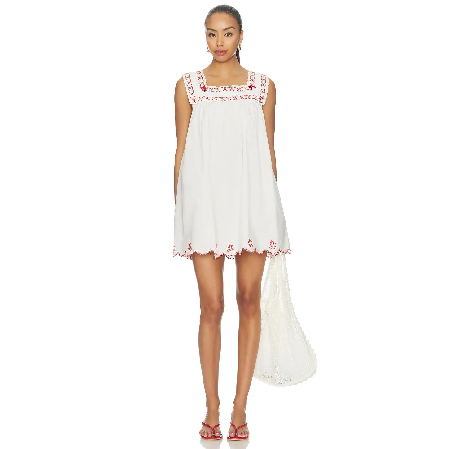For Love & Lemons Emma Sleeveless Mini Dress in White