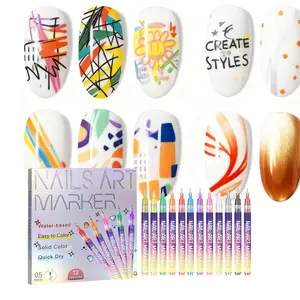 12-Piece DIY Nail Art Brush Set Gradient Colors Rich Pigments Easy Application for Professional Gradients & Delicate Nail Art