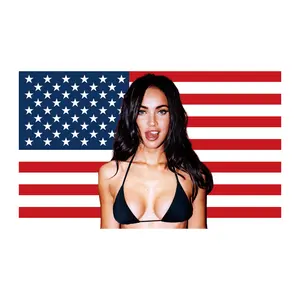 Megan Fox American Flag 3*5FT Banner Polyester American Tapestry with Four Brass Locking Rings Suitable for College Dormitory Indoor Outdoor Party Decoration Flag