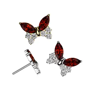 20G/18G/16G Marquise Butterfly Wings Threadless Flat Back Studs • Push Pin Labret • Flat Back Earring • Tragus Stud • Flat Back Upper Ear Stud • Helix Stud • Ear Cartilage Stud • Threadless Earring • Butterfly Stud • Implant Grade Titanium • Silver • Gold