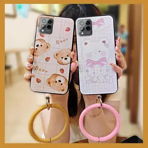 Dirt-resistant Solid Color Phone Case For TCL T-Mobile Revvl6 Pro/T Phone Pro Ring Anti-knock Waterproof Soft Case heat dissipation Bracelet Back Cover Cartoon Youth Protective