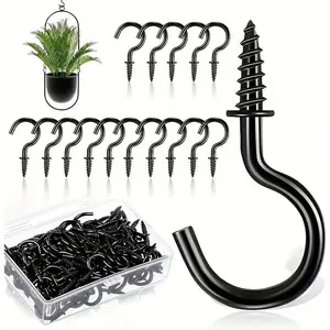 10pcs Polished Metal Q-Hooks | Easy-Install Screw-In Ceiling Hooks for Hanging Plants, Lights & Decorations - Durable Outdoor Use