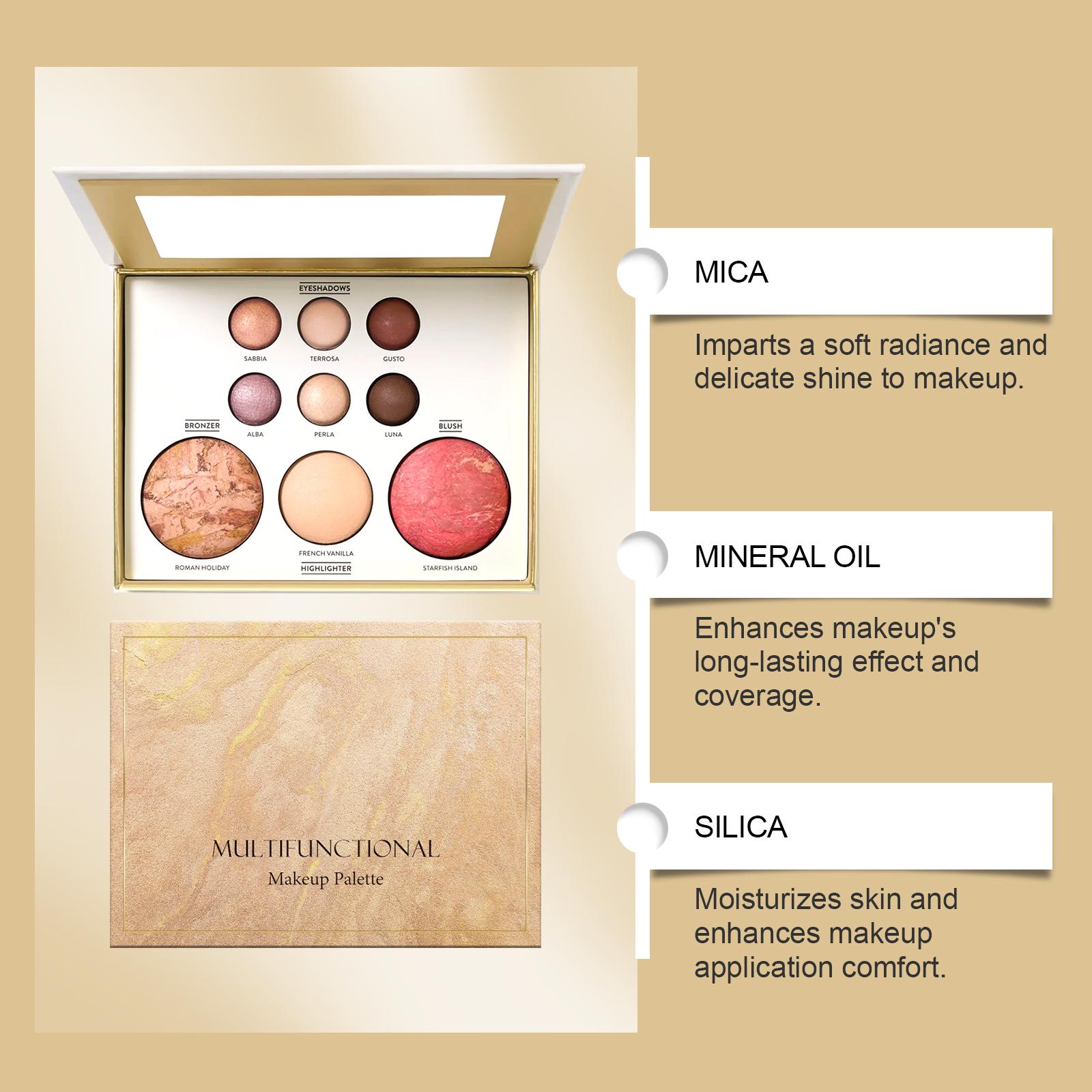 Makeup palette set combo; multifunctional beauty tool combo makeup box for stage looks, natural/no‑makeup looks, portable touch‑ups