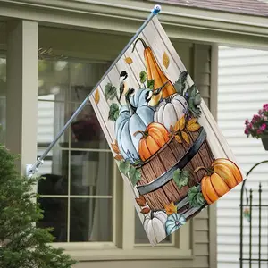 Autumn Pumpkin House Flag, Fall Sparrow Gourd Leaf Garden Decor, Thanksgiving Linen Outdoor Large Home Decoration Gift