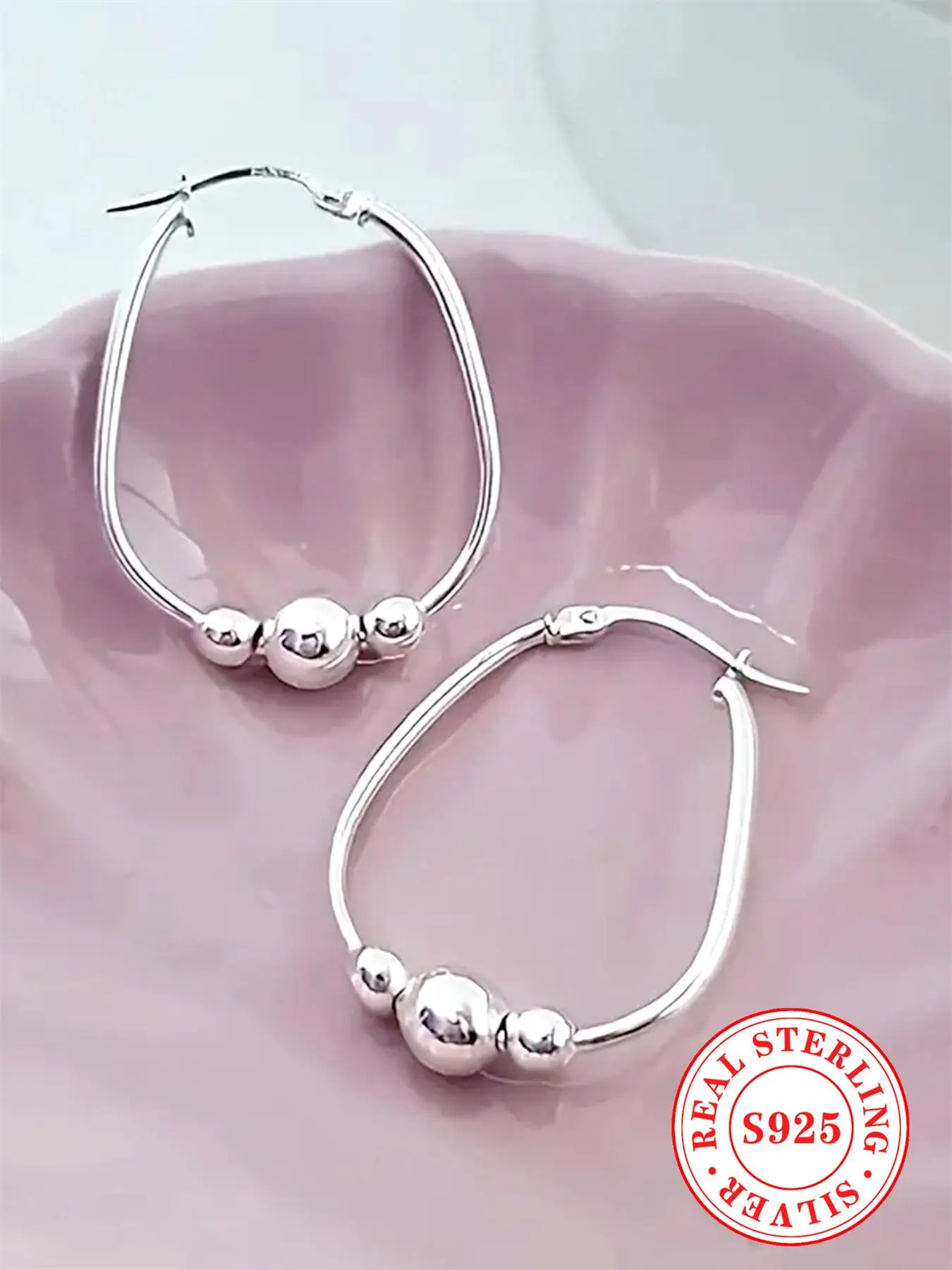 925 Sterling Silver Hoop Earrings, Fashionable Earrings for Women & Girls, Trendy All-match & Exquisite Jewelry for Birthday Gift