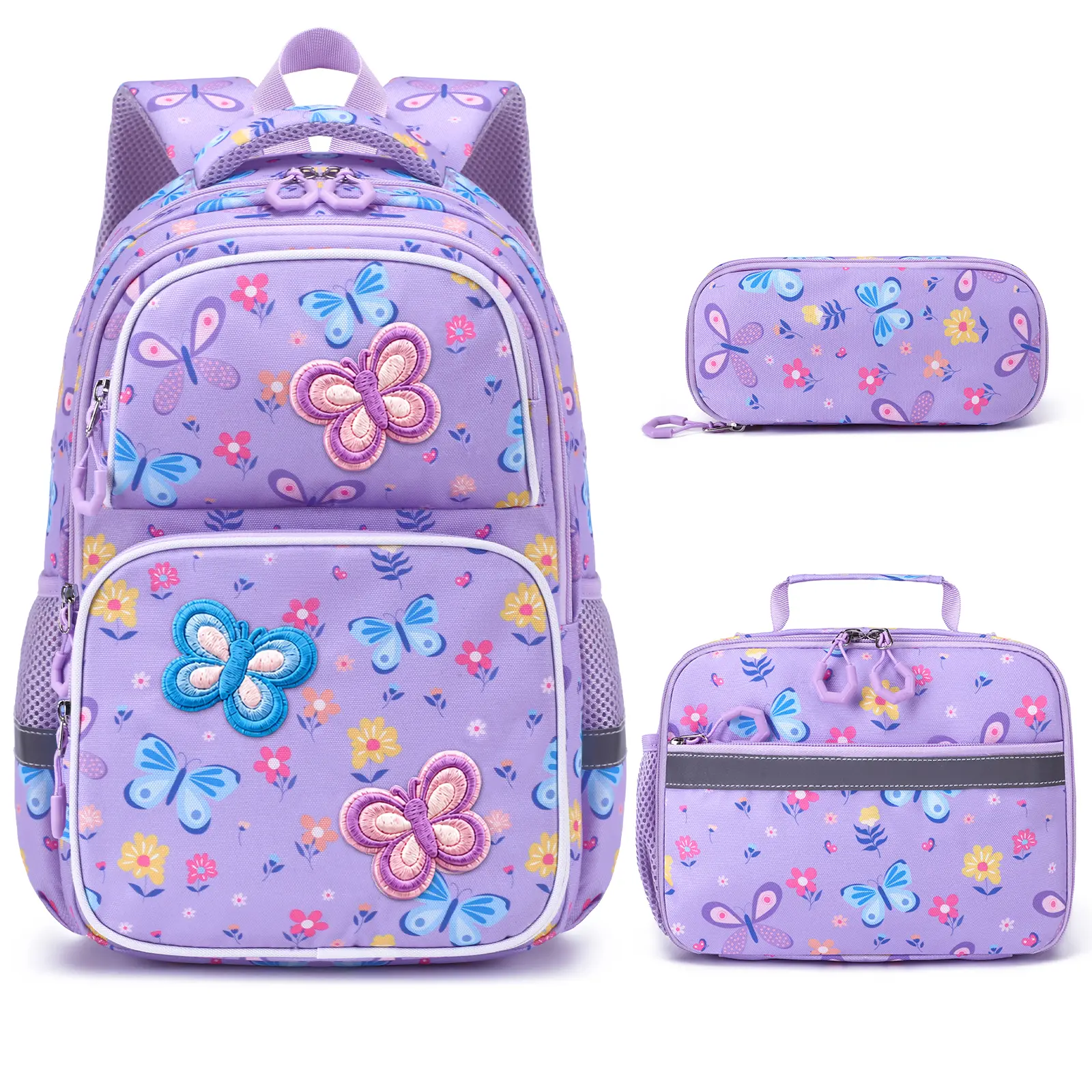 SIMILOVE Kids Backpack for Girls Ages 4-8, Cute 3D Soft Bow Toddler Backpack with Lunch Box & Pencil Case, School Bookbag for Preschool Kindergarten Elementary School Student