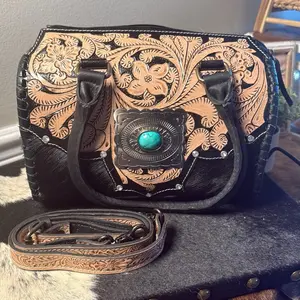 Cowhide and leather embossed medium speedy