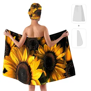 Sunflower Print Bath Wrap & Hair Towel Set - Bring Sunny Vibes to Your Post-Shower Routine! Perfect for Summer Self-Care & Festive Moments 🌻✨ #BathEssentials #SunflowerLove #SummerGlam