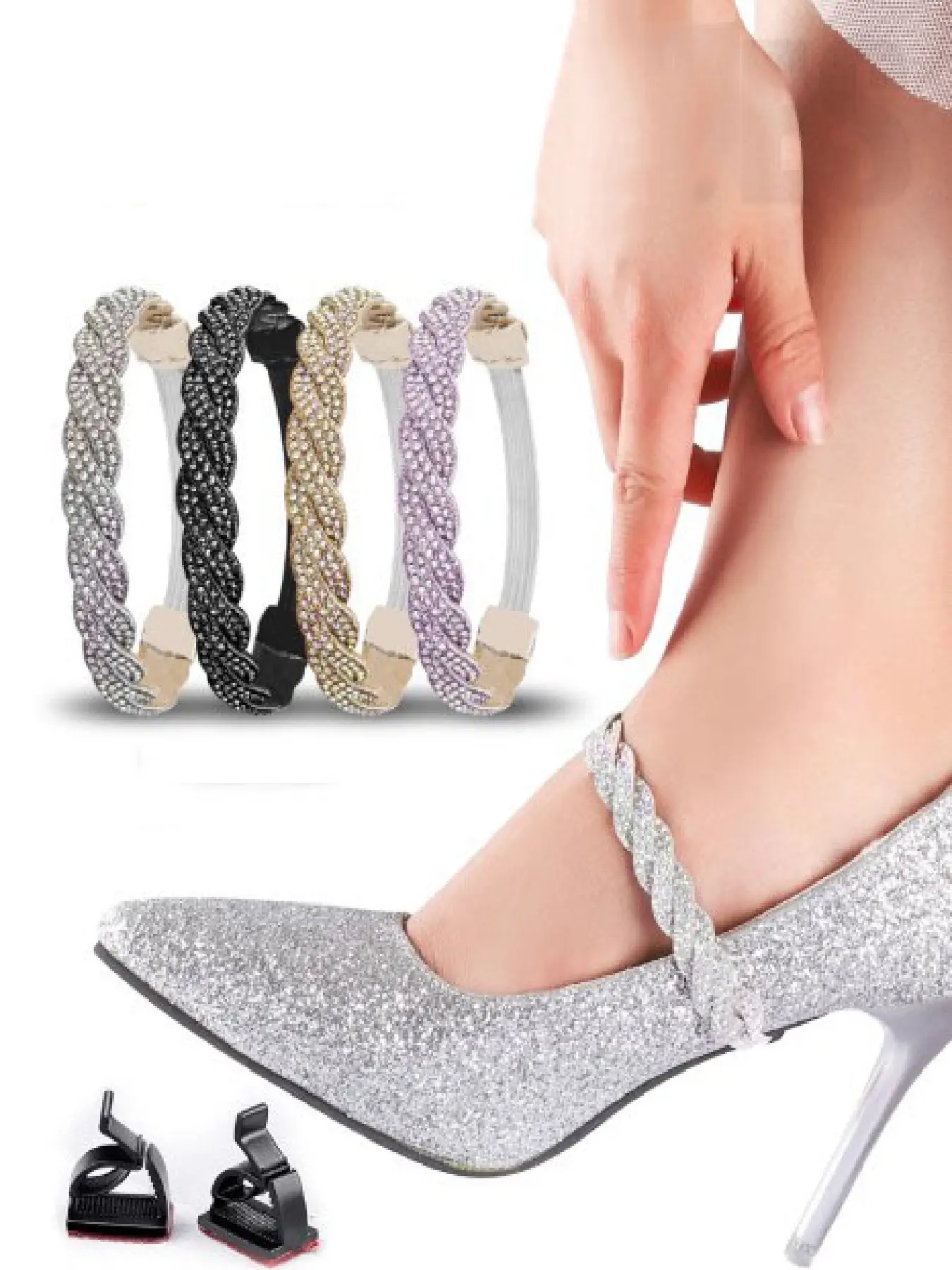 Anti-Slip High Heel Shoe Laces, Footwear Lace, Adjustable Elastic Shoestrings for Women, Basic Style, Prevents Slipping, Comfortable Fit, Shoelace