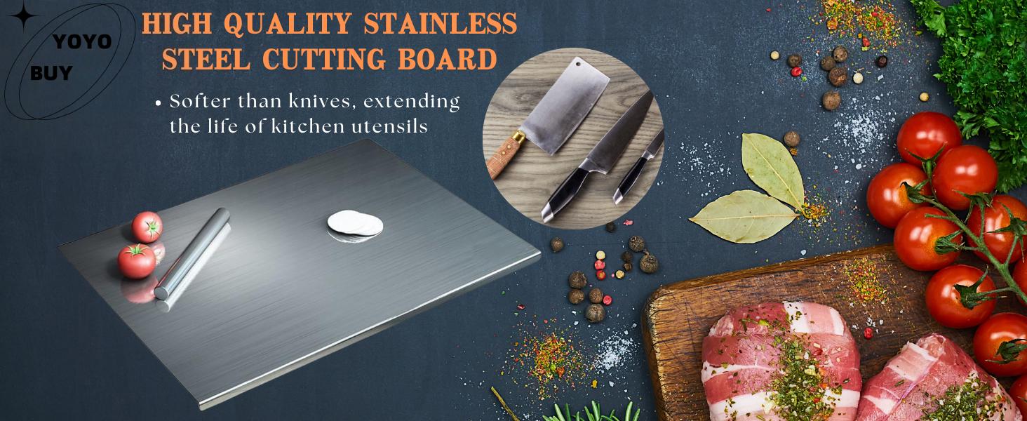 No More Moldy Wooden Boards! XXL 304 Stainless Steel Cutting Board – Anti-Slip, Heavy-Duty & Food-Safe, Perfect for Chopping Meat, Kneading Dough & Baking Prep – A Must-Have for Kitchen