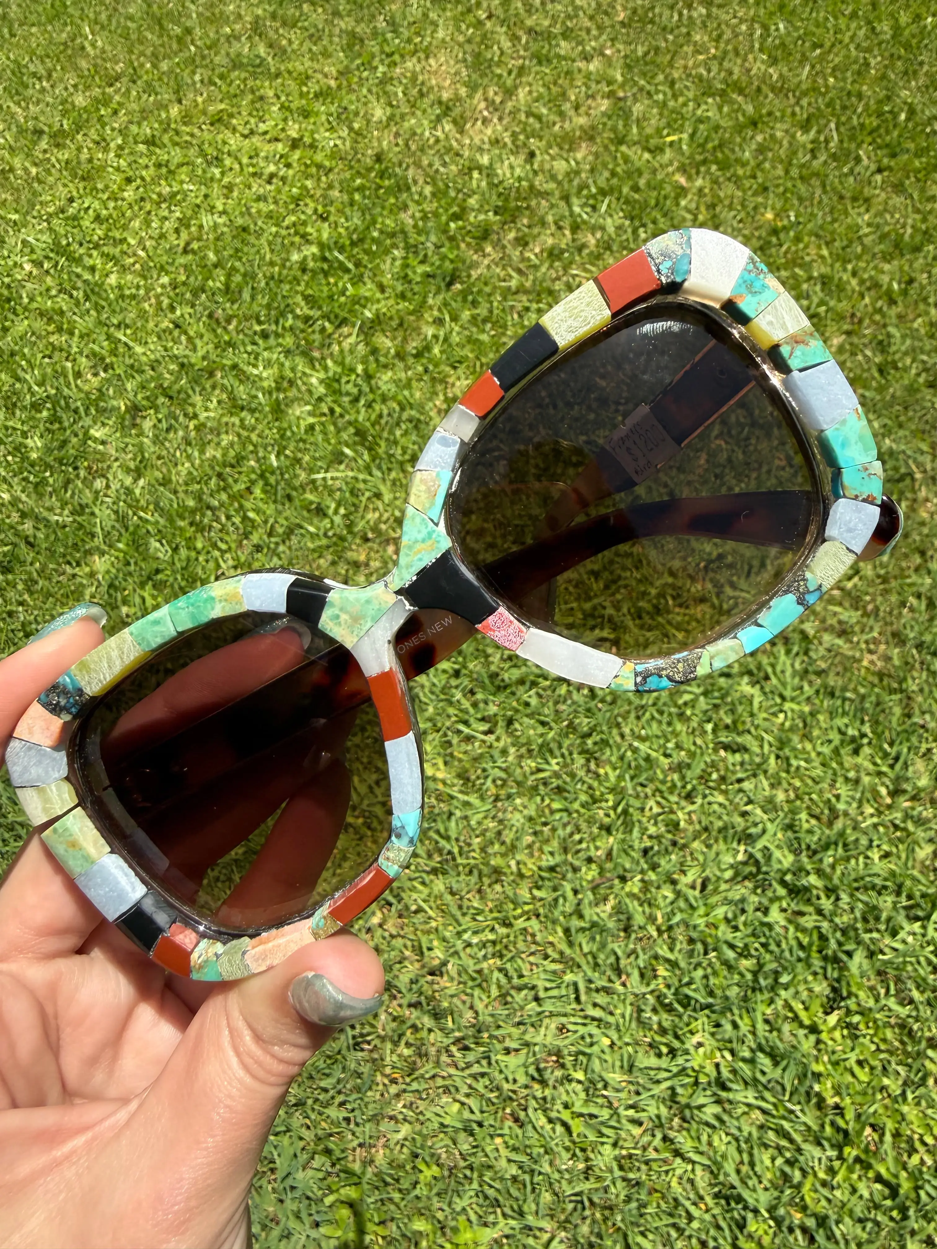 Navajo Turquoise and Multi Stone Inlayed Sunglasses