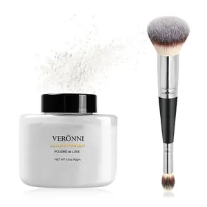 VERONNI Large Capacity Setting Powder & High-Quality Powder Brush Set for Flawless Matte Finish 16-Hour Wear Super Waterproof Sweat Proof Makeup Long Lasting