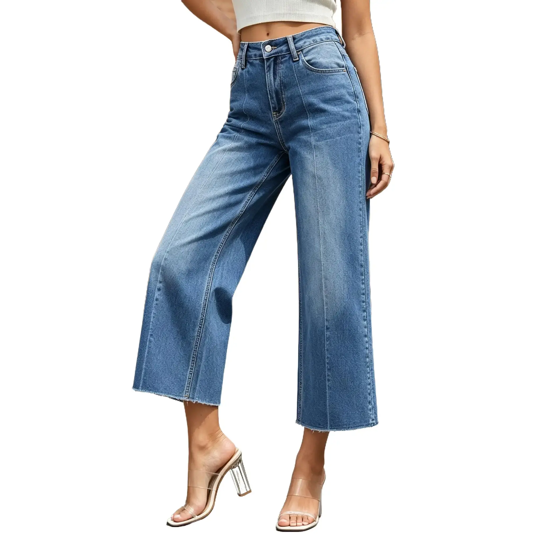 Women's Straight Leg Jeans High Waisted Stretchy Jeans Wide Leg Ankle Denim Pants Womenswear 90s Casual Trendy Denim Jeans  with Pockets Relaxed Indigo 90s Petite Jeans