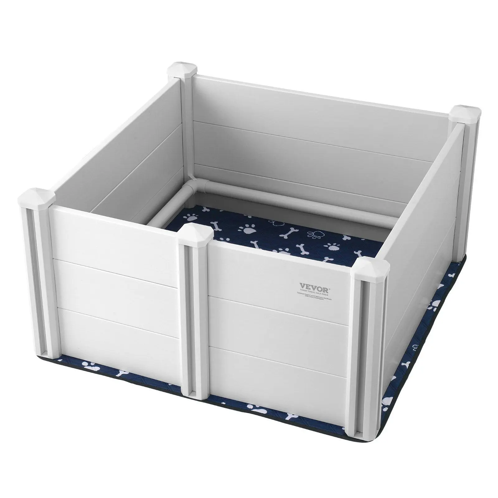 Spring new arrivals Dog Whelping Box 38.6x38.6x18.1in PVC with Rails Pee Pad for Dogs Puppies