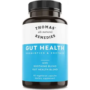 Thomas' all-natural Remedies Gut Health with Digestive Enzymes, Probiotics, Ginger, Papaya, and Turmeric for Digestion and Bloating Relieve
