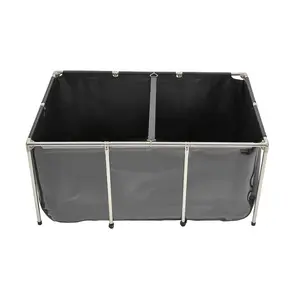 VEVOR Canvas Fish Pond, 1320 Gal Capacity Above Ground Fish Pond, Foldable PVC Koi Tank, Round Goldfish Tank with Stable Frame and Drain Valve, for Aquaculture, Koi Breeding, and Irrigation (Blue)