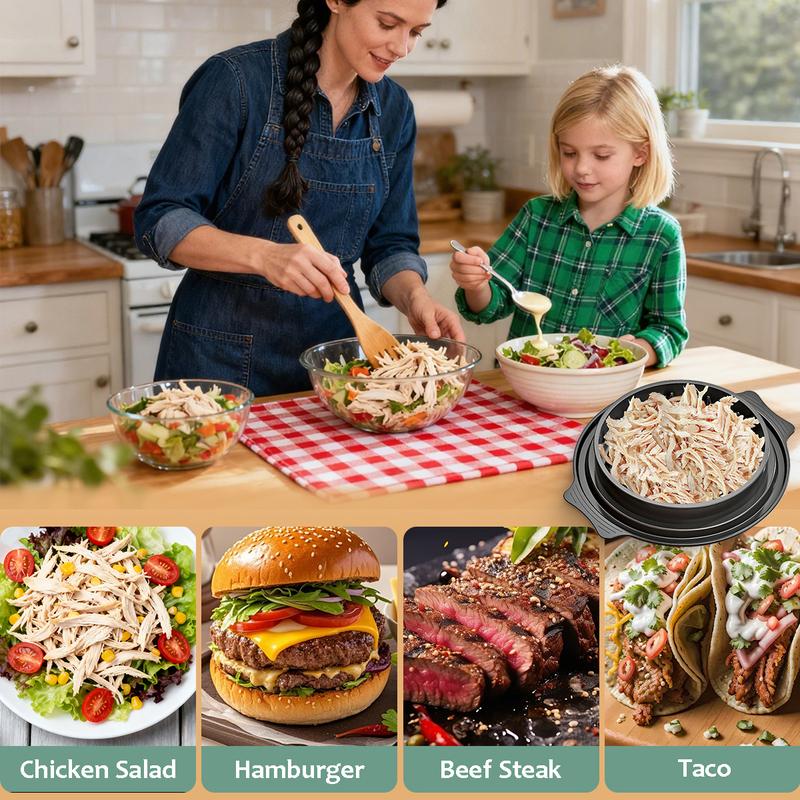 Large Chicken Breast Shredder Tool, Visible Lid Meat cutter Anti-Slip Strip, Ergonomic Handle, BPA Free, Perfect Utensils for Pork,Beef,Chicken,Kitchen Gadgets  Dishwasher Washable cook meat