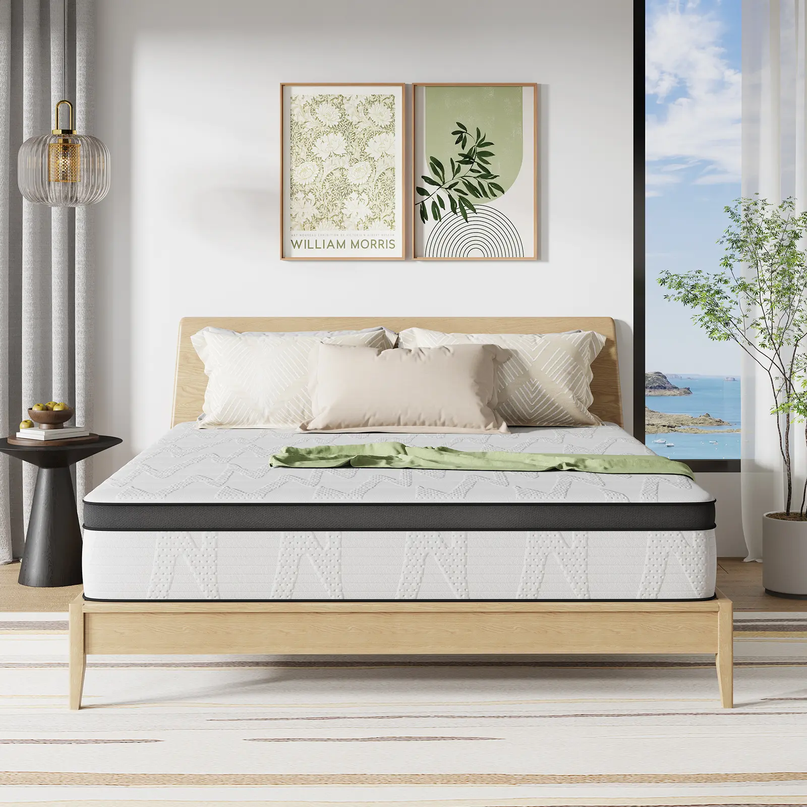 Hybrid Mattress Fiberglass-Free Full/Queen/King -6/8/10/12/14 Inch-Perfect Balance of Softness & Firmness: High-Quality Mattress for All Sleepers & Body Alignment-Motion Isolation Mattress,Back To School