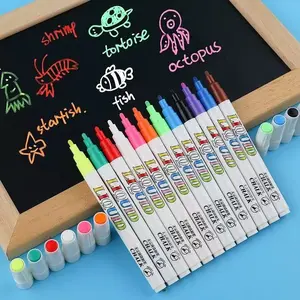 12pcs Neon Color High Visibility Liquid Chalk Makers for Blackboard, Chalkboard Signs, Glass Window, Erasable Window Markers for Cars, Professional Art Use, Drawing Markers